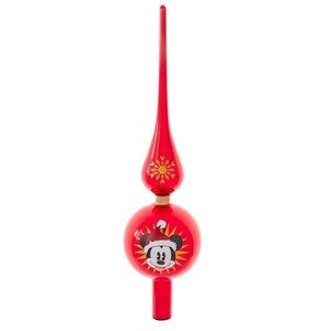 12” Red Mickey Mouse Holiday Christmas Tree Topper Glass Kurt Adler